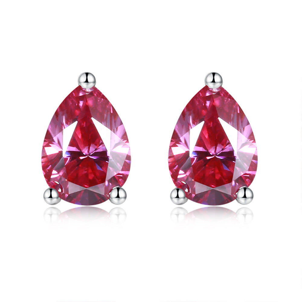 Pink Pear Cut VVS1 Moissanite Stud Earrings in 925 Silver product image