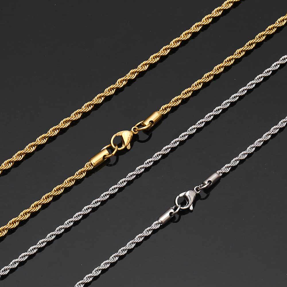 4-10 mm Polished Rope Chain Hip Hop Necklace or Bracelet with Stainless steel Base - CHA094 product image