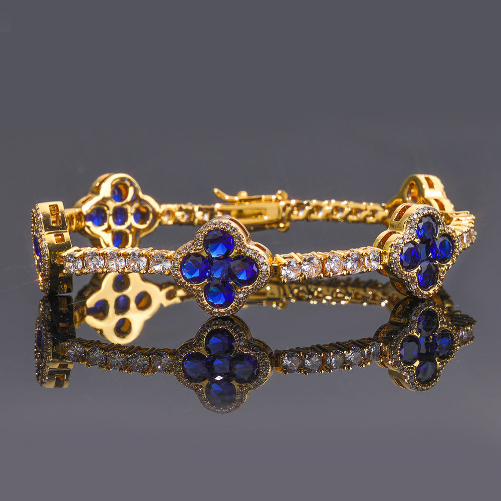 Colored Clover CZ Tennis Copper Bracelet in Selectable Colors and Sizes - CHA362 product image
