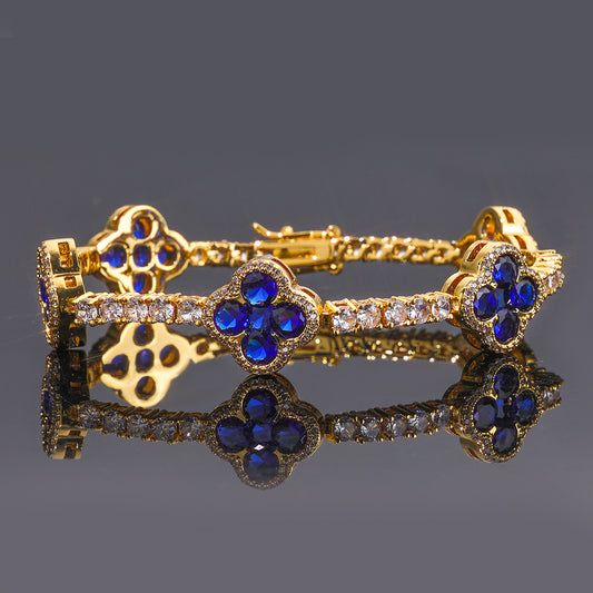 Colored Clover CZ Tennis Copper Bracelet in Selectable Colors and Sizes - CHA362 product image