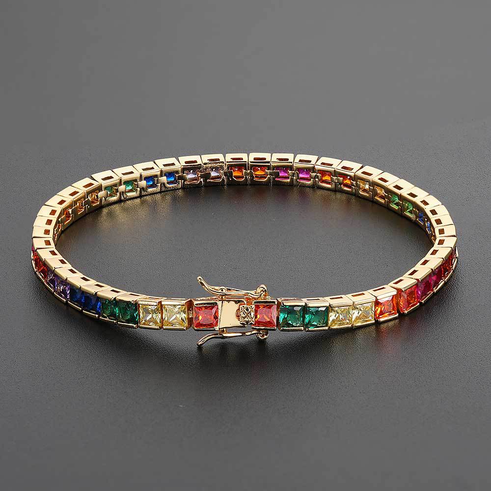 4 mm Multicolor Square CZ Tennis Copper Bracelet - CHA033 product image