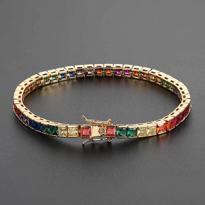 4 mm Multicolor Square CZ Tennis Copper Bracelet - CHA033