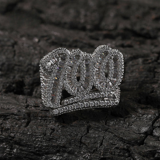 Men’s 2026 Number Ring with Cubic Zirconia – Gold or Silver Tone Statement Ring