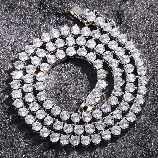 Unisex Iced Out Tennis Chain Necklace with Round Cubic Zirconia, Hip Hop Streetwear Chain product image