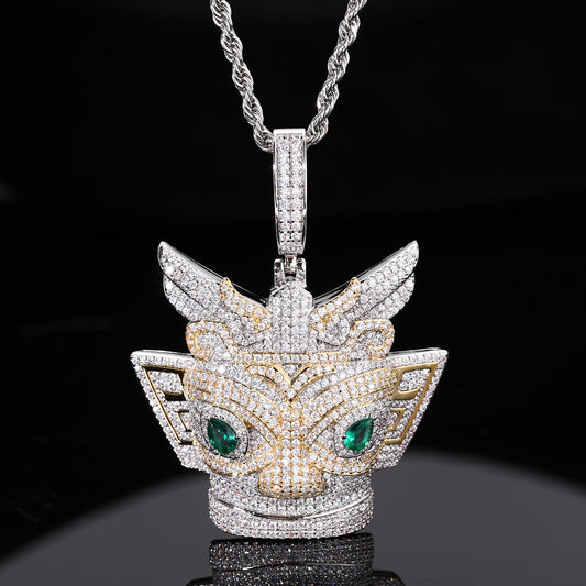 Iced Out Crown Owl Pendant Necklace for Men - Hip Hop Micro Pave Cubic Zirconia Statement Chain product image
