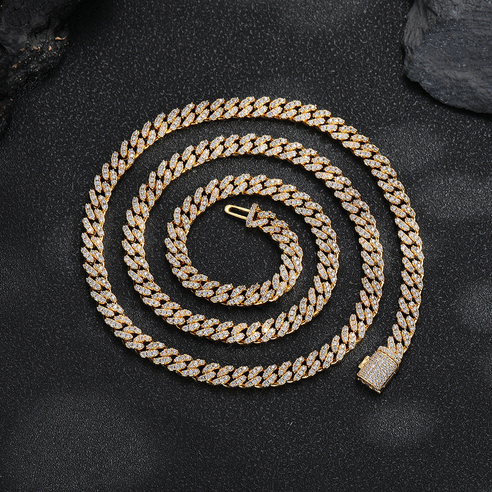 6mm Iced Out Cuban Link Chain Necklace & Bracelet, Unisex Hip Hop Jewelry product image
