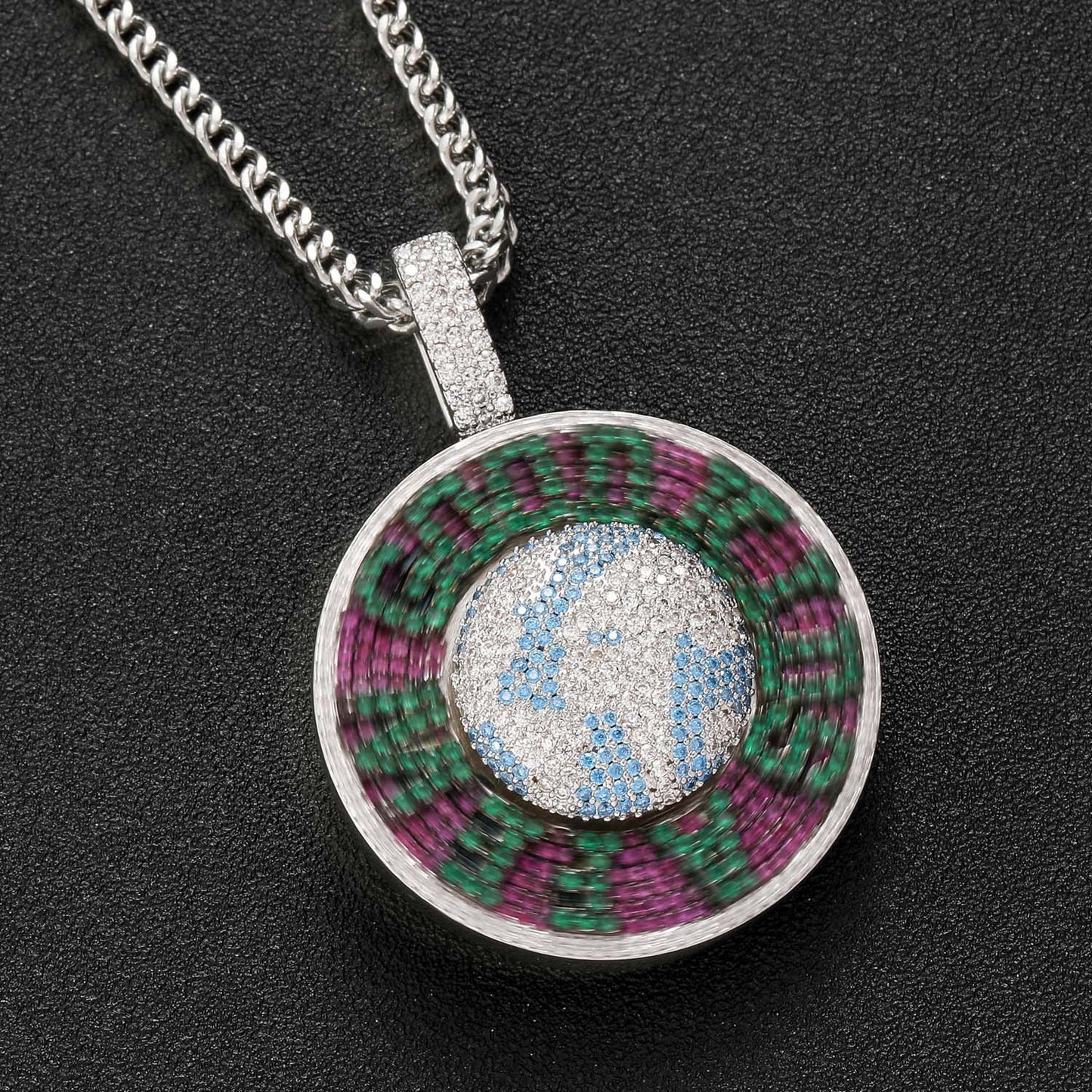 Hip Hop Round Copper Pendant Necklace for Men and Women
