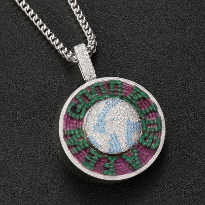 Hip Hop Round Copper Pendant Necklace for Men and Women