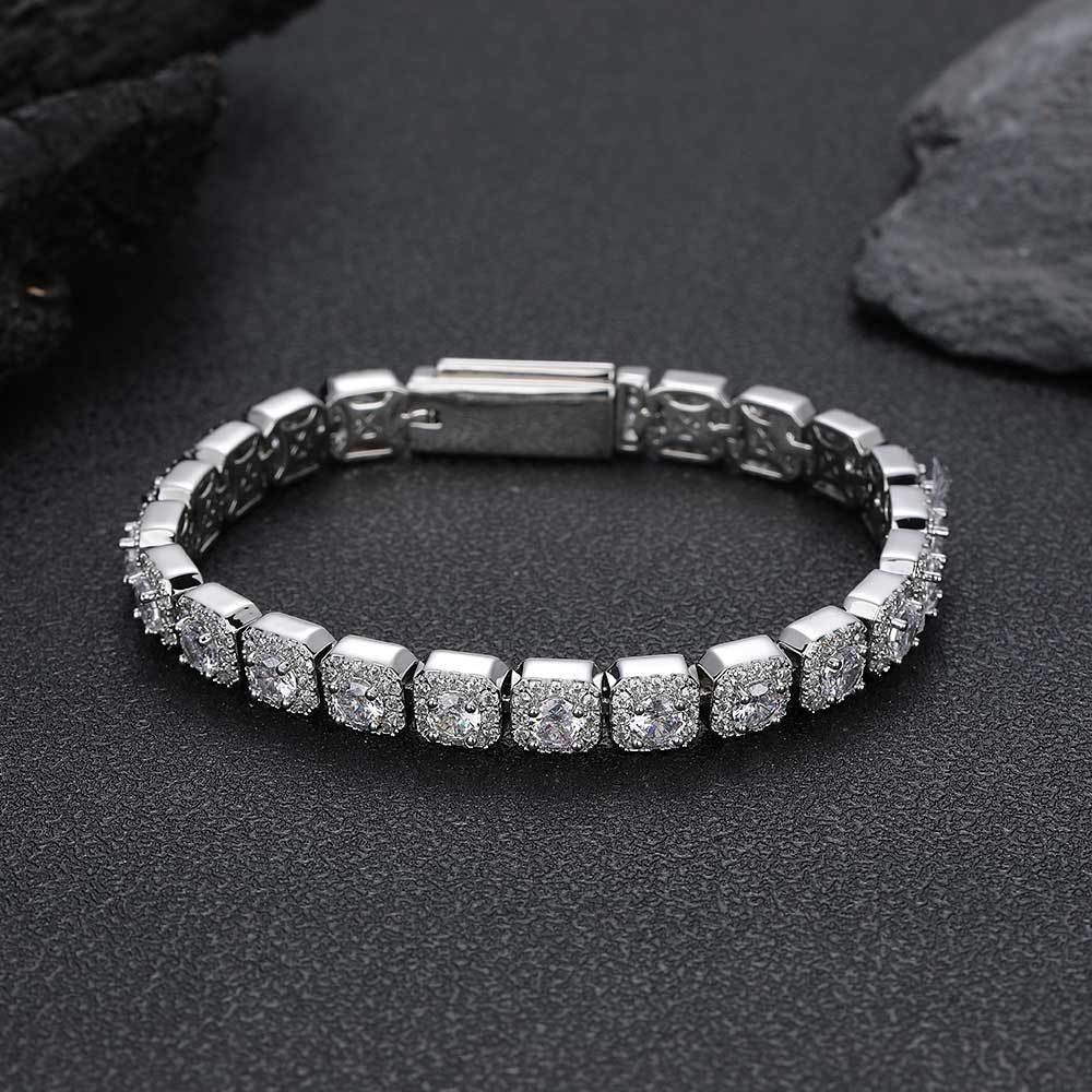 7 mm Square Cluster CZ Link Copper Bracelet - CHA230 product image