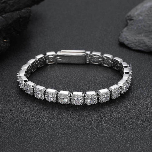 7 mm Square Cluster CZ Link Copper Bracelet - CHA230 product image