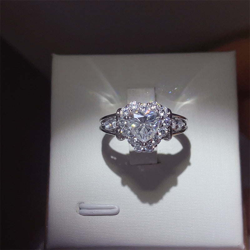 1 Carat Heart Cut Moissanite Halo Ring for Women – Geometric Engagement, Promise or Wedding Ring product image