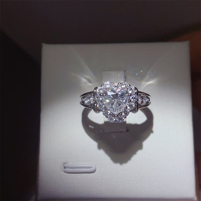 1 Carat Heart Cut Moissanite Halo Ring for Women – Geometric Engagement, Promise or Wedding Ring