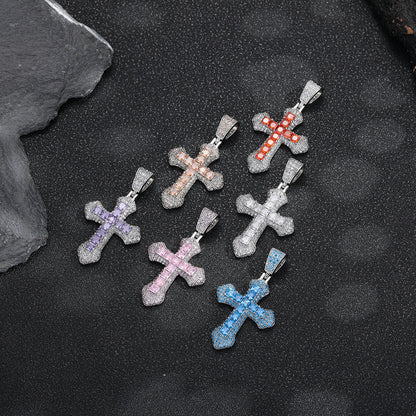 Colorful Cross Pendant Necklace for Men Women, Hip Hop Rope Chain Jewelry
