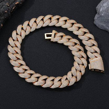 Iced Out 22mm Cuban Link Chain Bracelet, Unisex Hip Hop Statement Jewelry