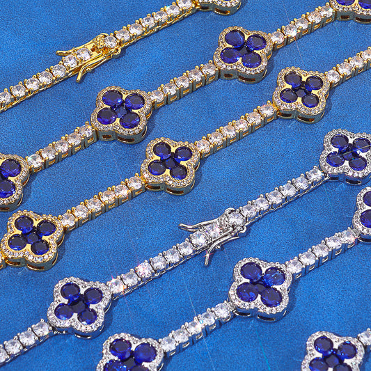 3 mm Colored Clover CZ Tennis Copper Necklace or Bracelet - CHA362 product image