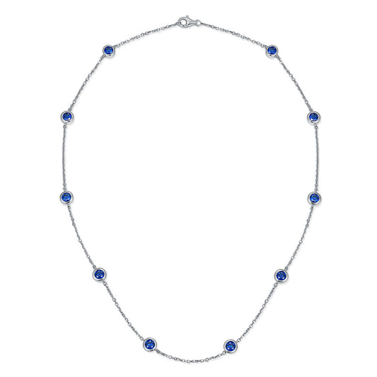 18k Gold Blue Stone Station Choker Necklace product image