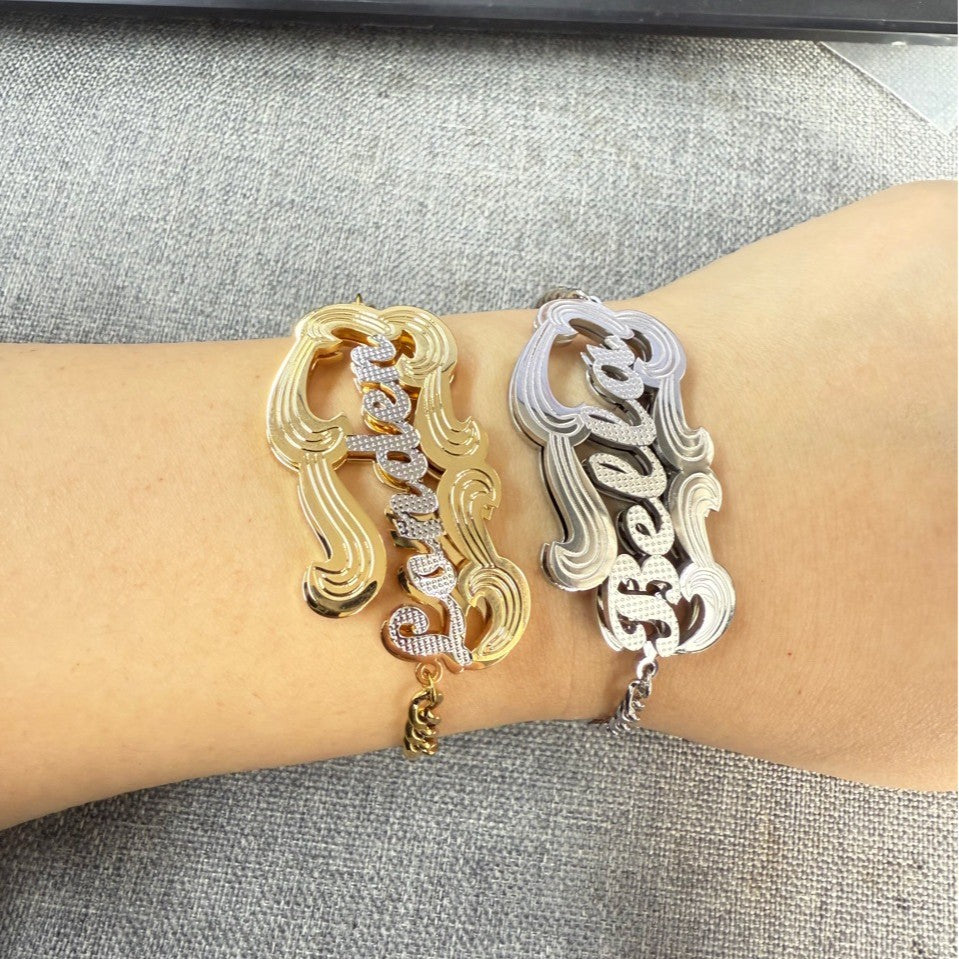 Personalized English Letter Stainless Steel Bracelet for Women & Men – Layered Custom Name Chain Bracelet in Gold, Silver, Rose Gold & Two-Tone