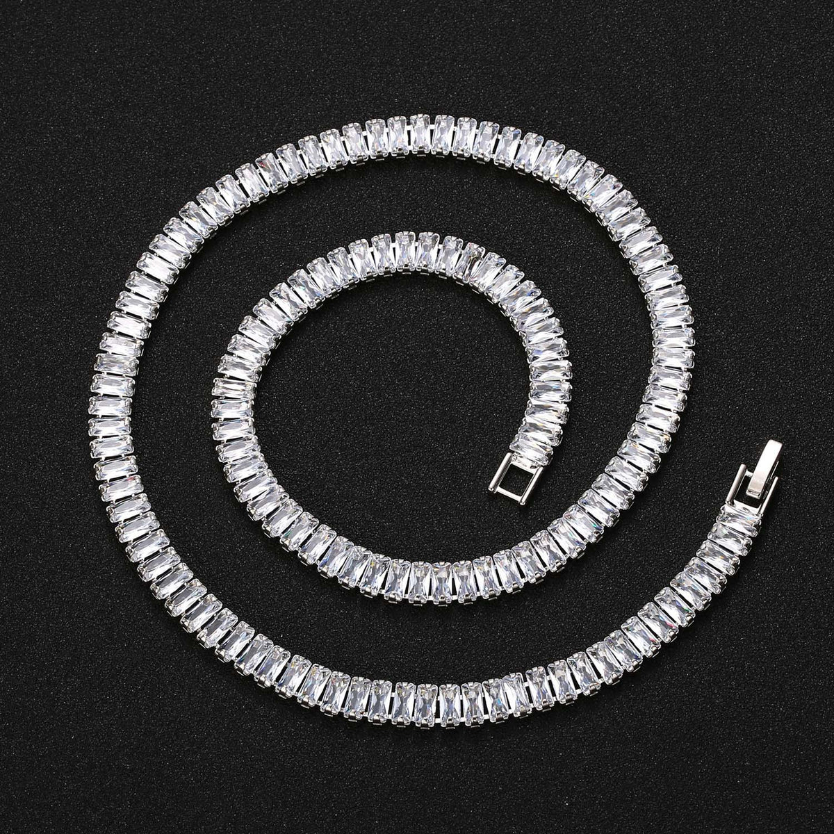 Hip Hop Light Luxury Square Tennis Chain Cubic Zirconia Necklace for Men product image