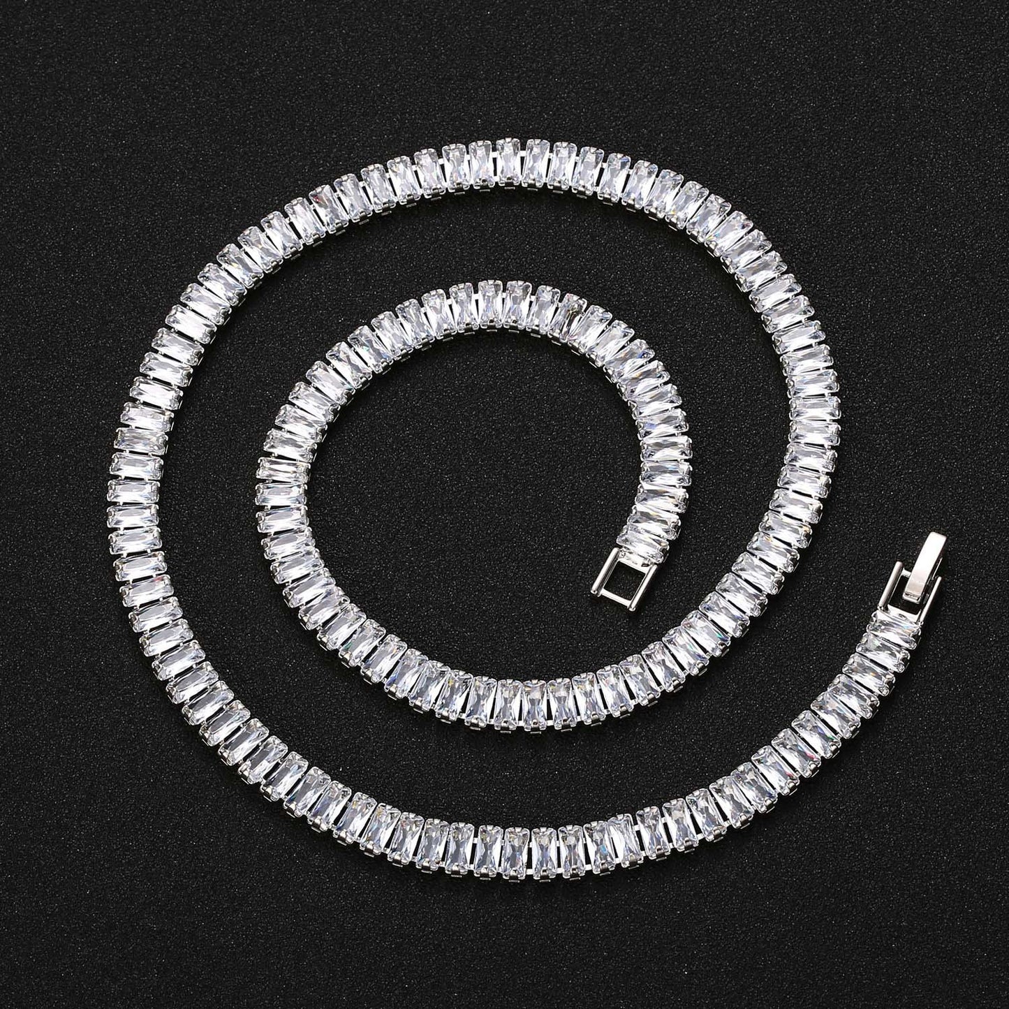 Hip Hop Light Luxury Square Tennis Chain Cubic Zirconia Necklace for Men