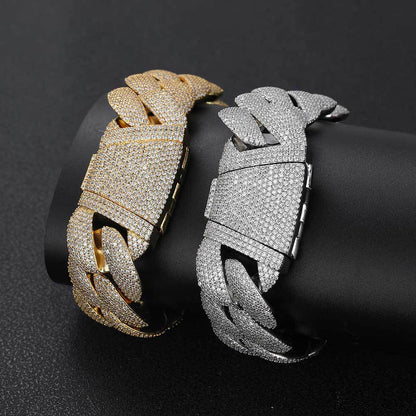 24 mm Wide Pave Cuban Copper Bracelet with Cubic Zirconia - CHA142