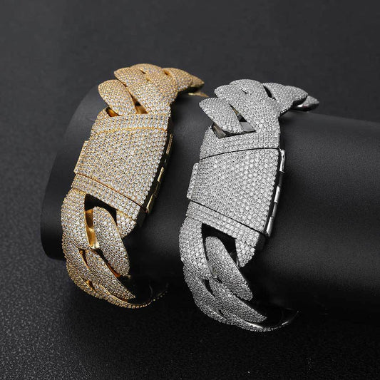 24 mm Wide Pave Cuban Copper Bracelet with Cubic Zirconia - CHA142 product image