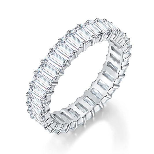 Moissanite Eternity Ring, Emerald-Cut Full Band Wedding Ring for Women product image