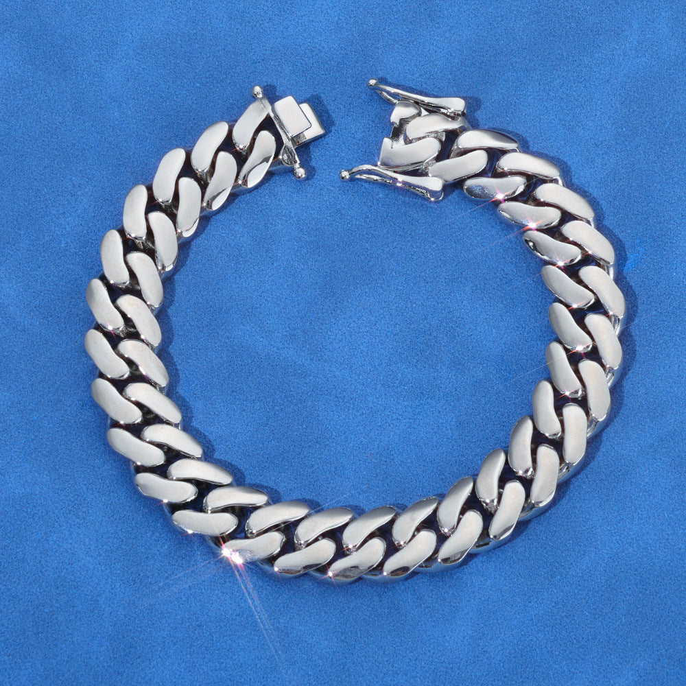 8-22 mm Polished Flat Cuban Hip Hop Bracelet with Silver Base - CHA268 product image