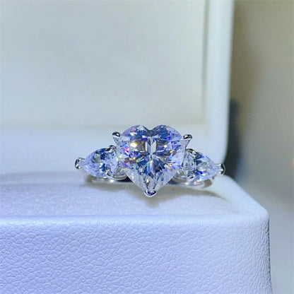 Heart Cut Moissanite Ring for Women, D Color VVS1 Engagement Ring, 1 Carat 2 Carat 3 Carat Promise Ring