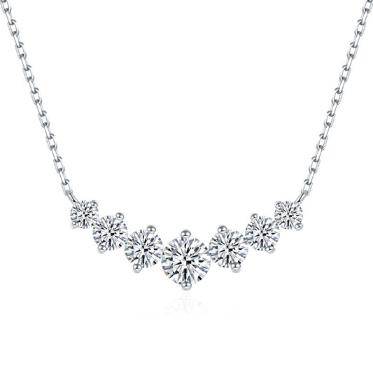 V-Shape Moissanite Pendant Necklace, Graduated Round Stone Cluster product image