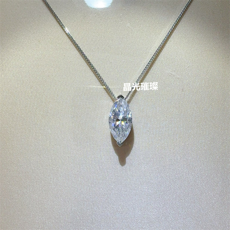 Marquise Cut Moissanite Pendant Necklace for Women, 5 Carat Leaf Shape Solitaire Necklace with Certificate Card product image