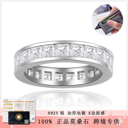 Princess Cut Moissanite Ring, S925 18K Gold-Plated Unisex Wedding Promise Ring