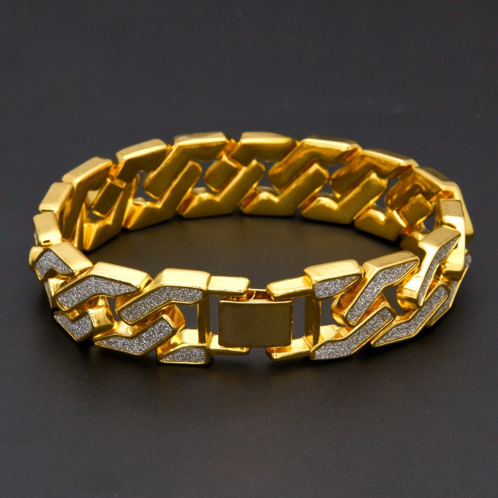 Unisex Gold Plated Line Link Chain Bracelet - Hip Hop Statement Stackable Bangle for Women and Men