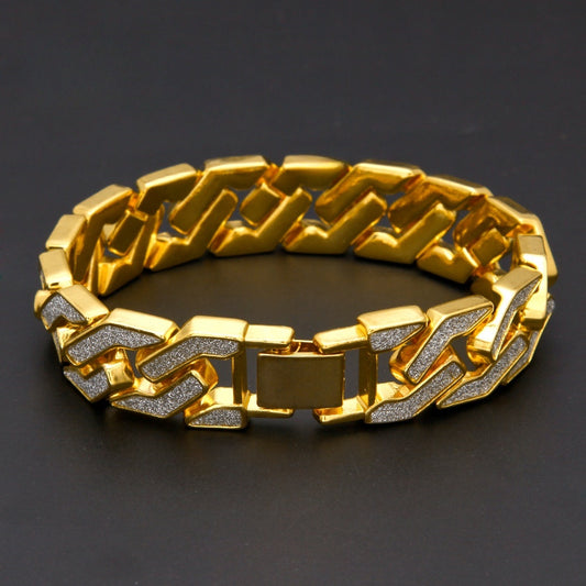 Unisex Gold Plated Line Link Chain Bracelet - Hip Hop Statement Stackable Bangle for Women and Men