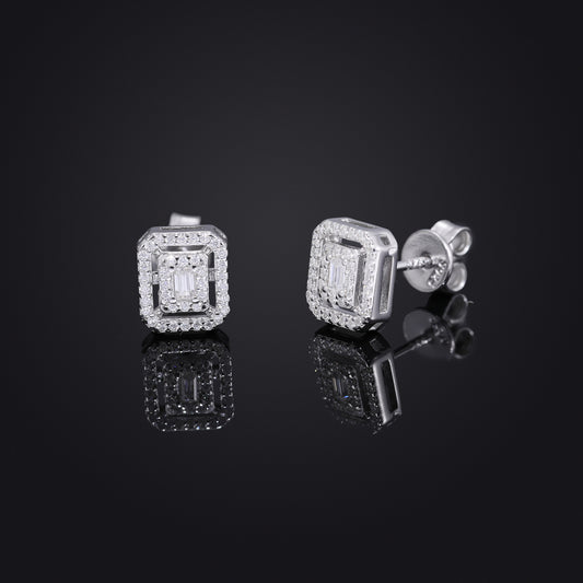Moissanite Geometric Stud Earrings for Men and Women, Iced-Out Square Hip Hop Earrings product image