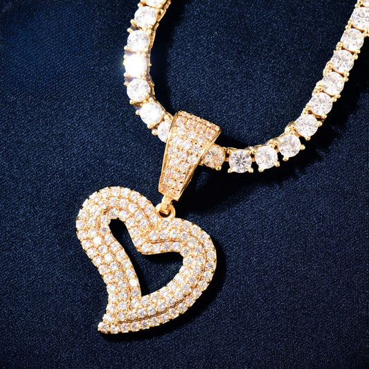 Iced Out Heart Pendant Necklace