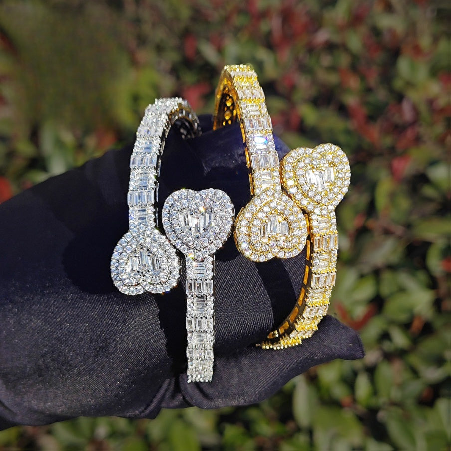Unisex Iced Out Heart Statement Bracelet