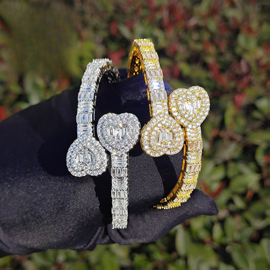 Unisex Iced Out Heart Statement Bracelet