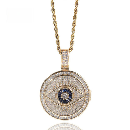 Round Evil Eye Photo Pendant Necklace