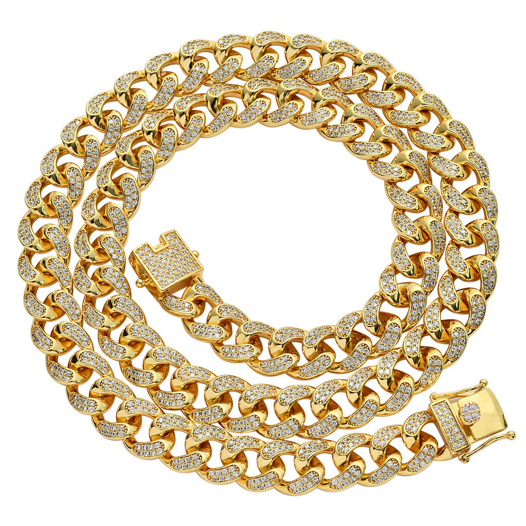 Hip Hop Cuban Link Cubic Zirconia Necklace for Men