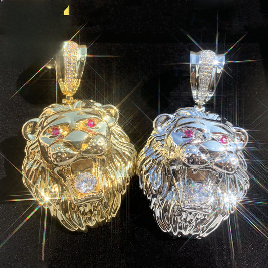Bold Lion Head Hip Hop Pendant Necklace for Men Unisex