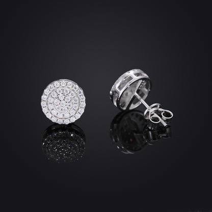 925 Silver Round Moissanite Stud Earrings for Men and Women - Iced Out Hip Hop Geometric Earrings