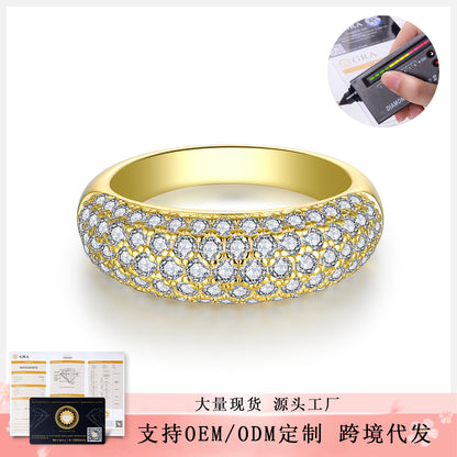 Moissanite Pavé Band Ring for Women, 18K Gold Plated Full Sparkle Ring