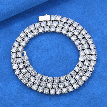 3-6 mm Round CZ Tennis Hip Hop Necklace with Copper Base - CHA005