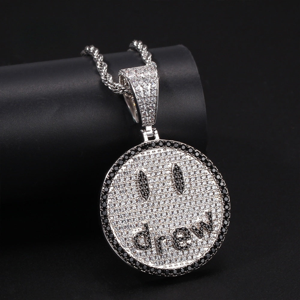 Smiley Face Cubic Zirconia Pendant Necklace for Women and Teen Girls, Gold Plated or Silver Plated Statement Chain Necklace