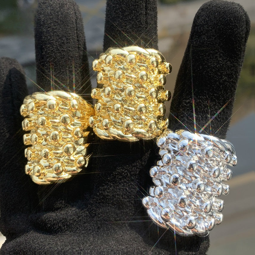 Square Studded Hip Hop Statement Ring for Men and Women