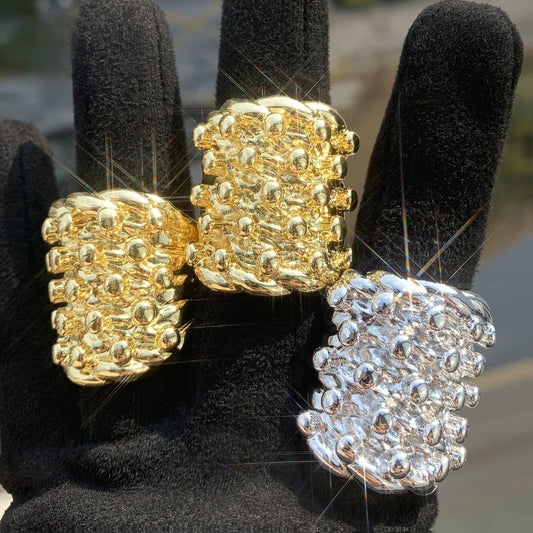Square Studded Hip Hop Statement Ring for Men and Women