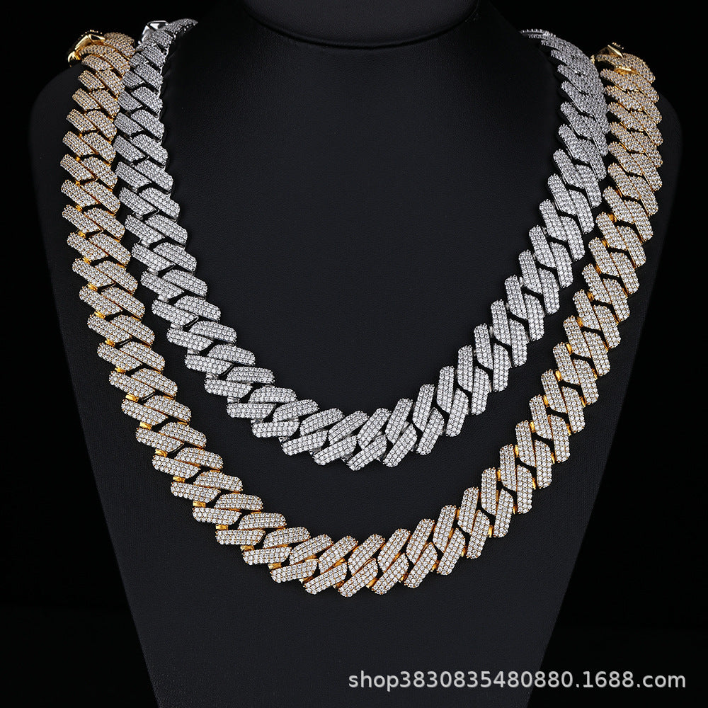 20mm Iced Cuban Link Chain Necklace & Bracelet, Cubic Zirconia Inlay, Unisex product image