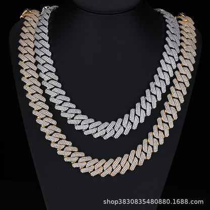 20mm Iced Cuban Link Chain Necklace & Bracelet, Cubic Zirconia Inlay, Unisex