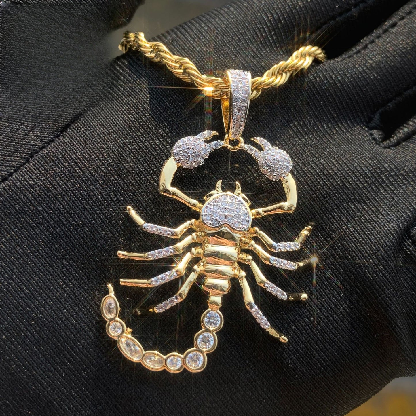 Unisex Iced Out Scorpio Pendant Necklace
