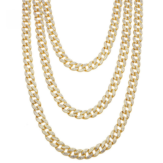 Iced Cuban Link Chain Necklace for Women and Men - Gold Plated or Silver Plated Statement Hip Hop Pendant Chain, 18 to 30 Inch